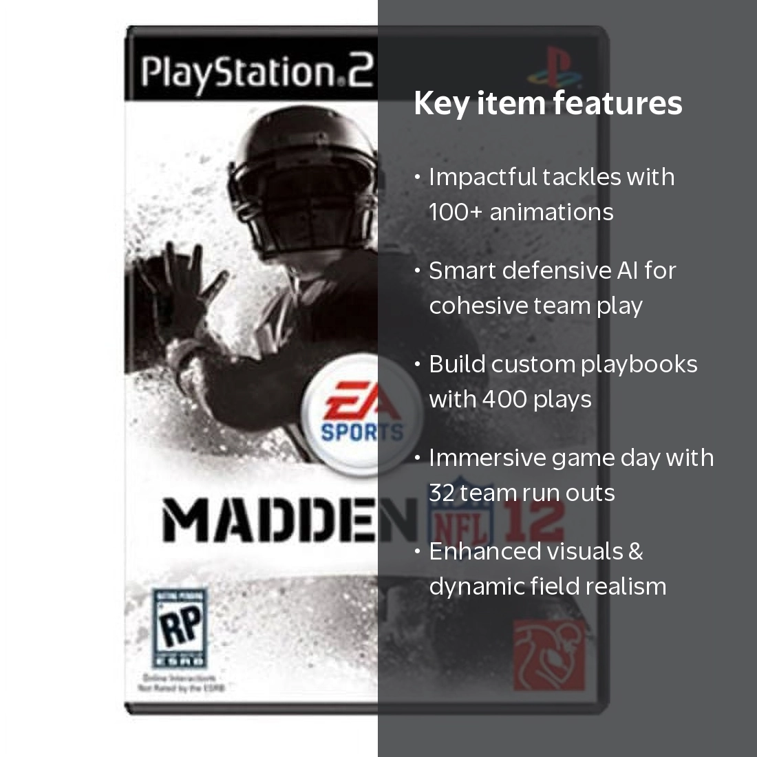 Madden NFL '12, PlayStation 2 Video Game, Electronic Arts
