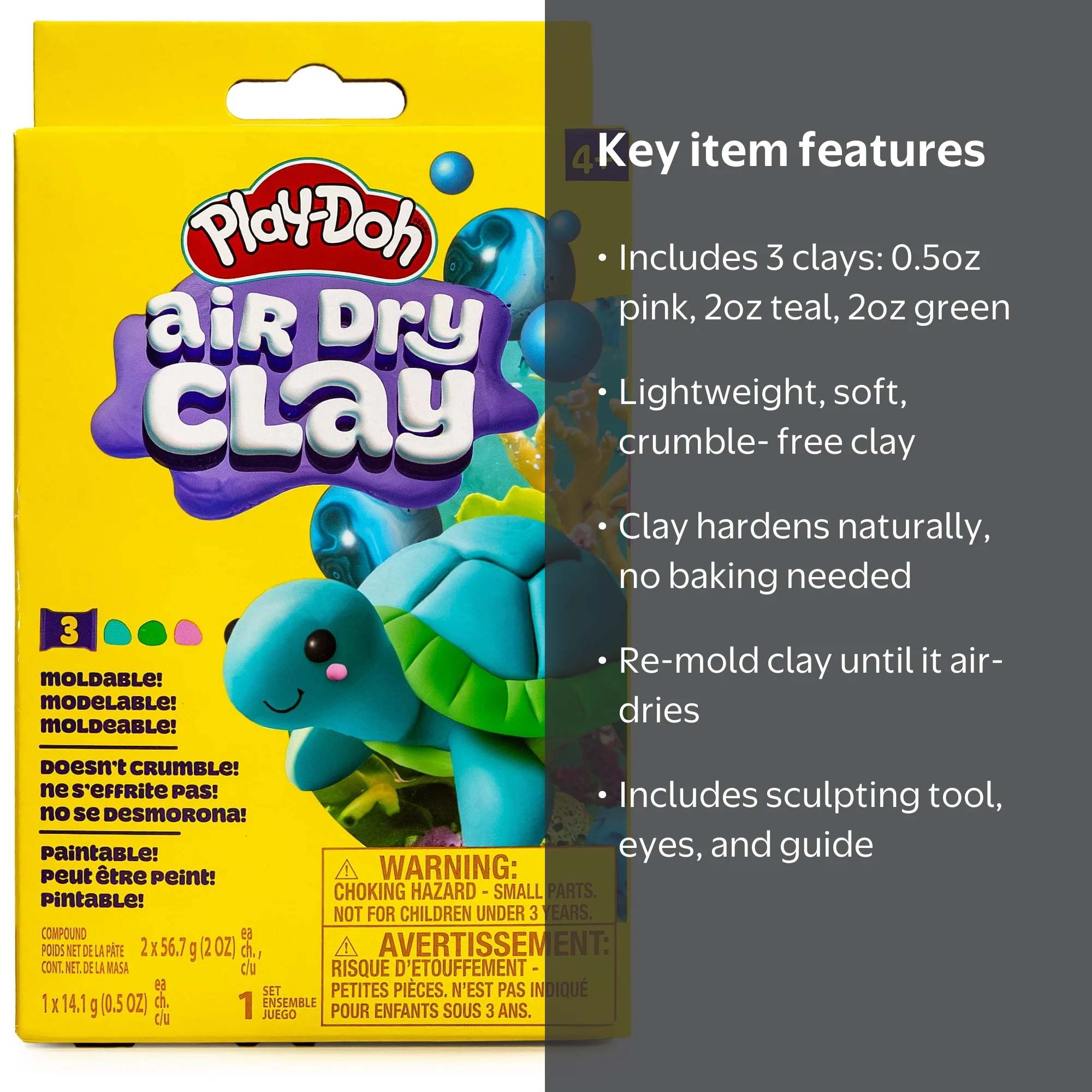 Play-Doh Air Dry Clay Buddies, Totally Turtle - Walmart.com