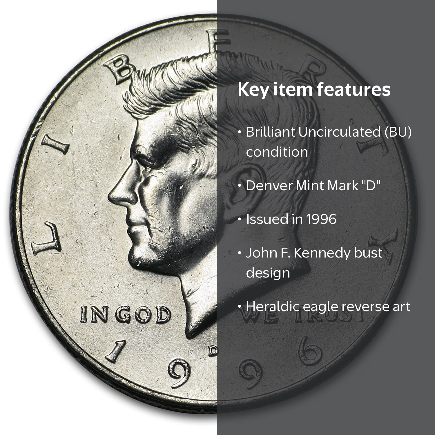 1996-D Kennedy Half Dollar BU - Walmart.com