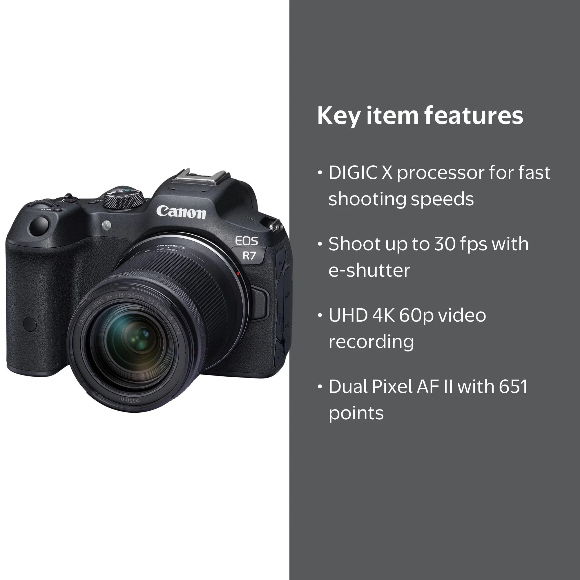 Canon EOS R7 Mirrorless Camera, 32.5MP CMOS Sensor, DIGIC X