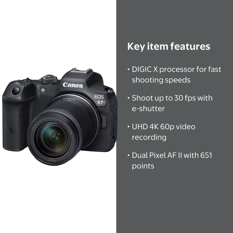 Canon EOS R7 Mirrorless Camera, 32.5MP CMOS Sensor, DIGIC X