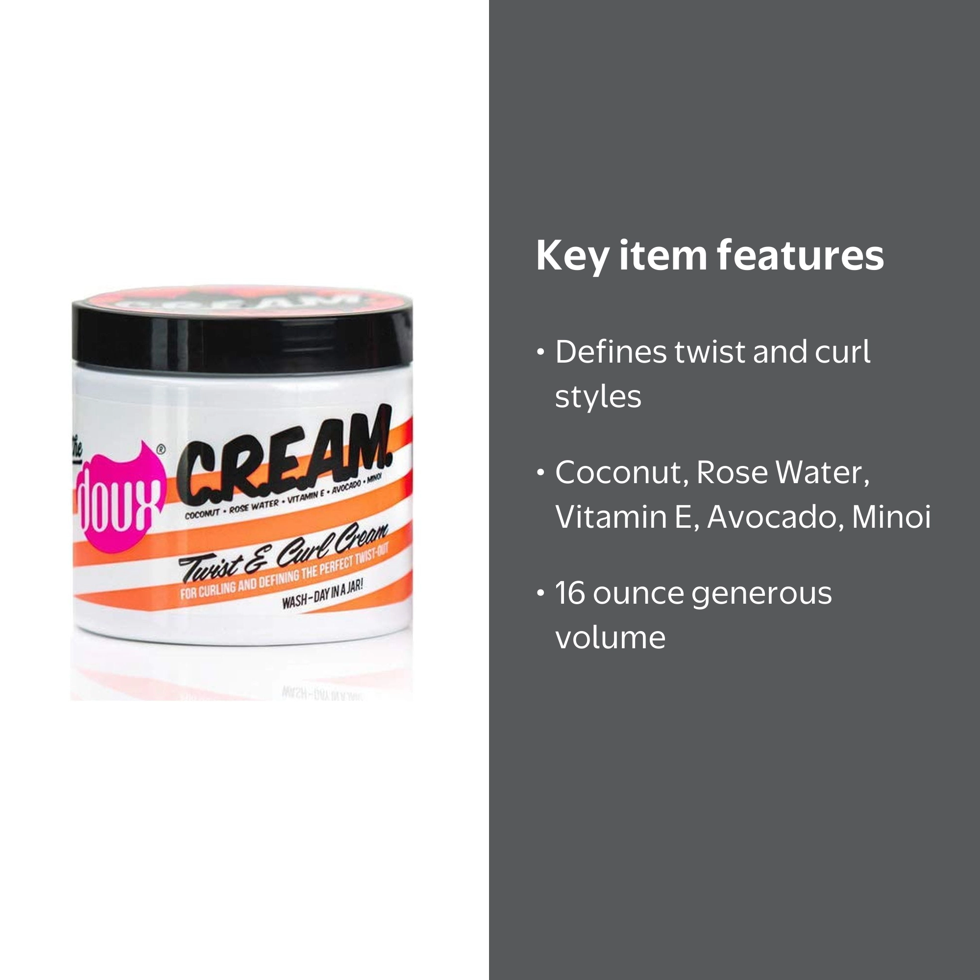 The Doux C.R.E.A.M. 16 OZ Moisturizer, Hydrated Hair Moisture