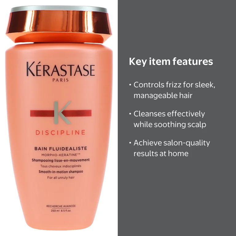 Kérastase・シャンプー＆トリートメント Kérastase, Bain Fluidealiste Shampoo, 8.5 oz, Anti-Frizz, Dry Hair
