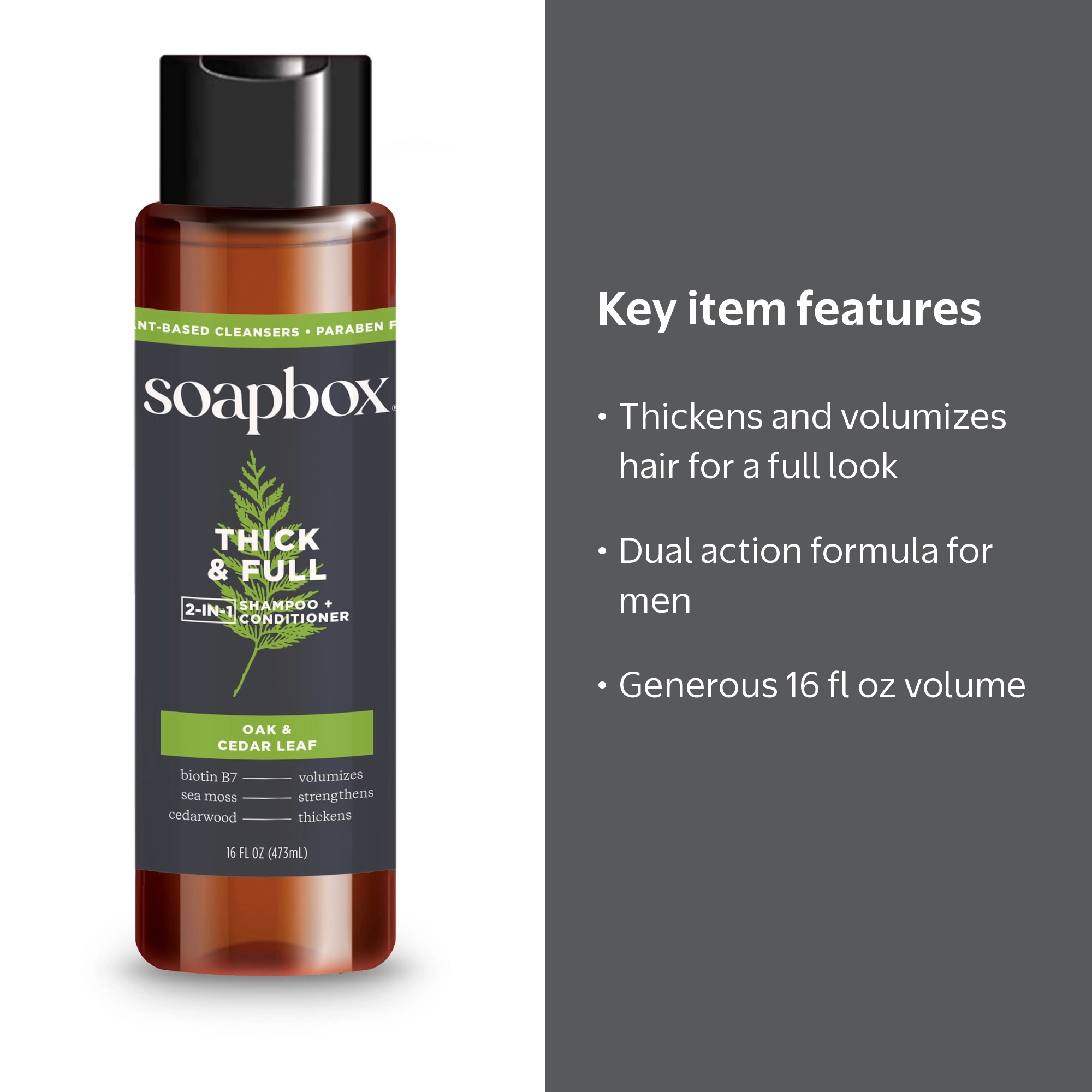 Soapbox Men's Thick and Full 2-in-1 Shampoo and Conditioner 16 fl