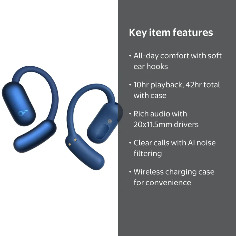 Soundcore AeroFit 2 Open-Ear Headphones, 42H Playtime, Adjustable