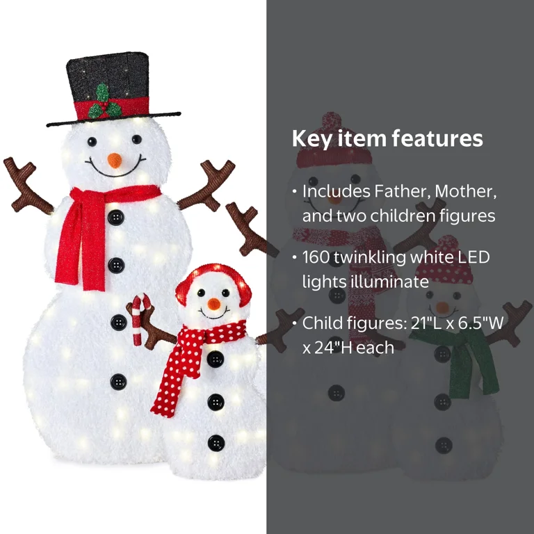 Best Choice Products 4-Piece 2D Lighted Snowman Family Set with