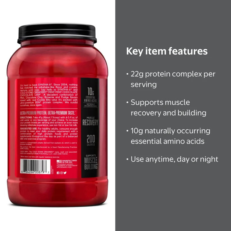 BSN Syntha-6 Cold Stone Creamery Mint Mint Chocolate Chip, 2.59 lb