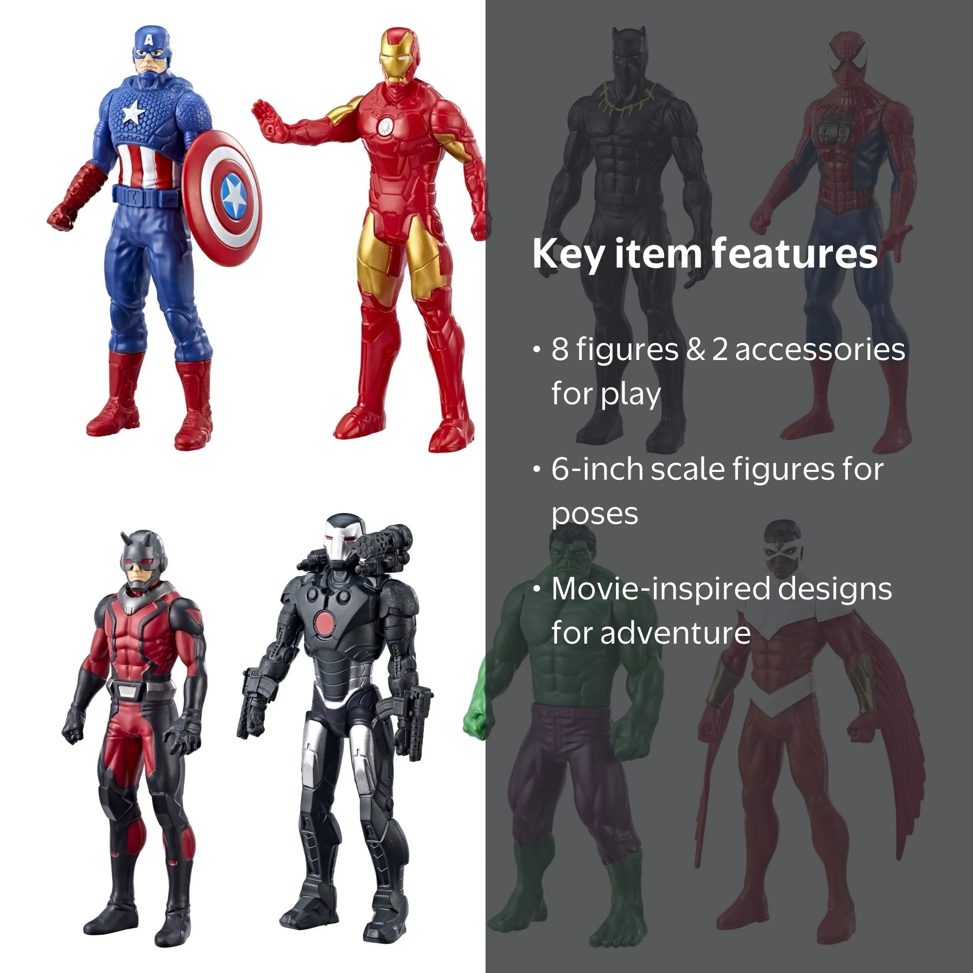 Marvel Ultimate Action Heroes Set: Hulk, Spiderman Figure 8 Pack