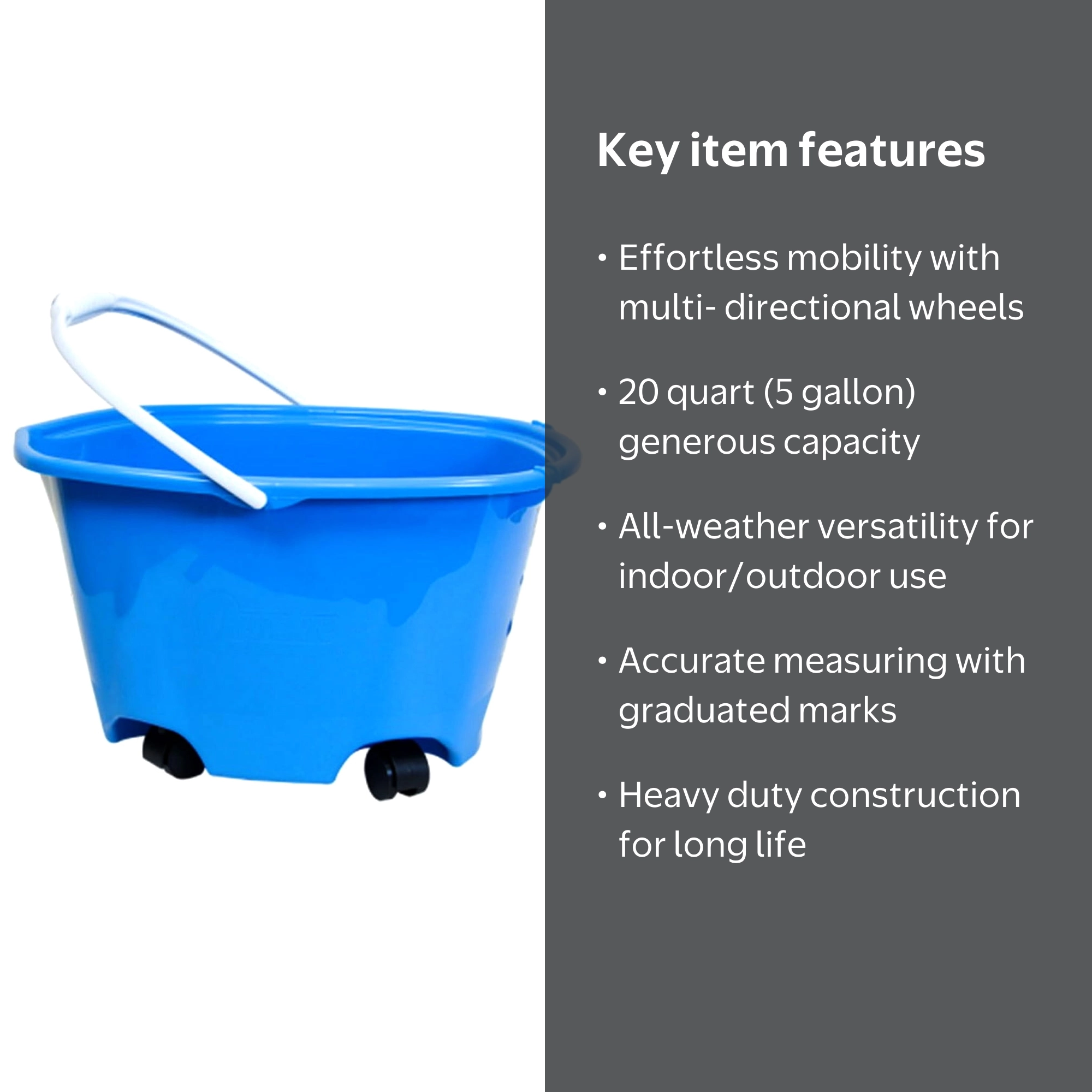 Quickie EZ-Glide 20 Qt Blue Bucket on Wheels 20000ZQK - Walmart.com