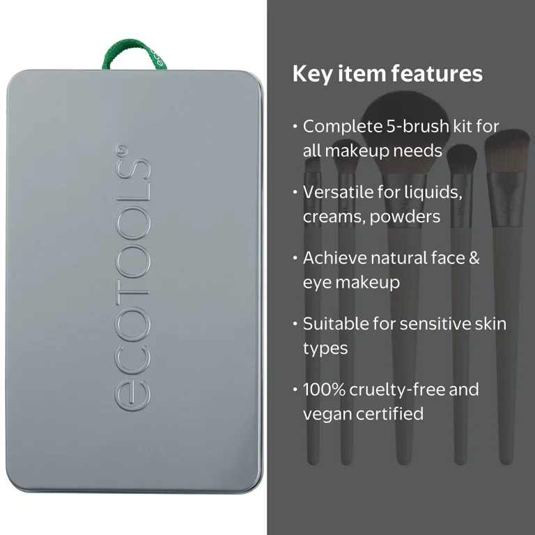 EcoTools, Makeup Brush Kit, 6 Piece Set, Start the Day Beautifully