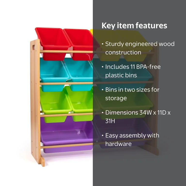 Humble Crew Rainbow Toy Storage Organizer with 12 Plastic Storage