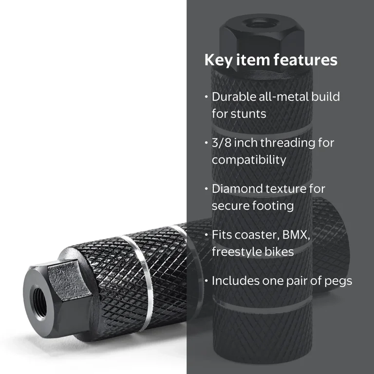 Concord Bike Pegs for Front and Rear Axle, Freestyle, Black/Silver
