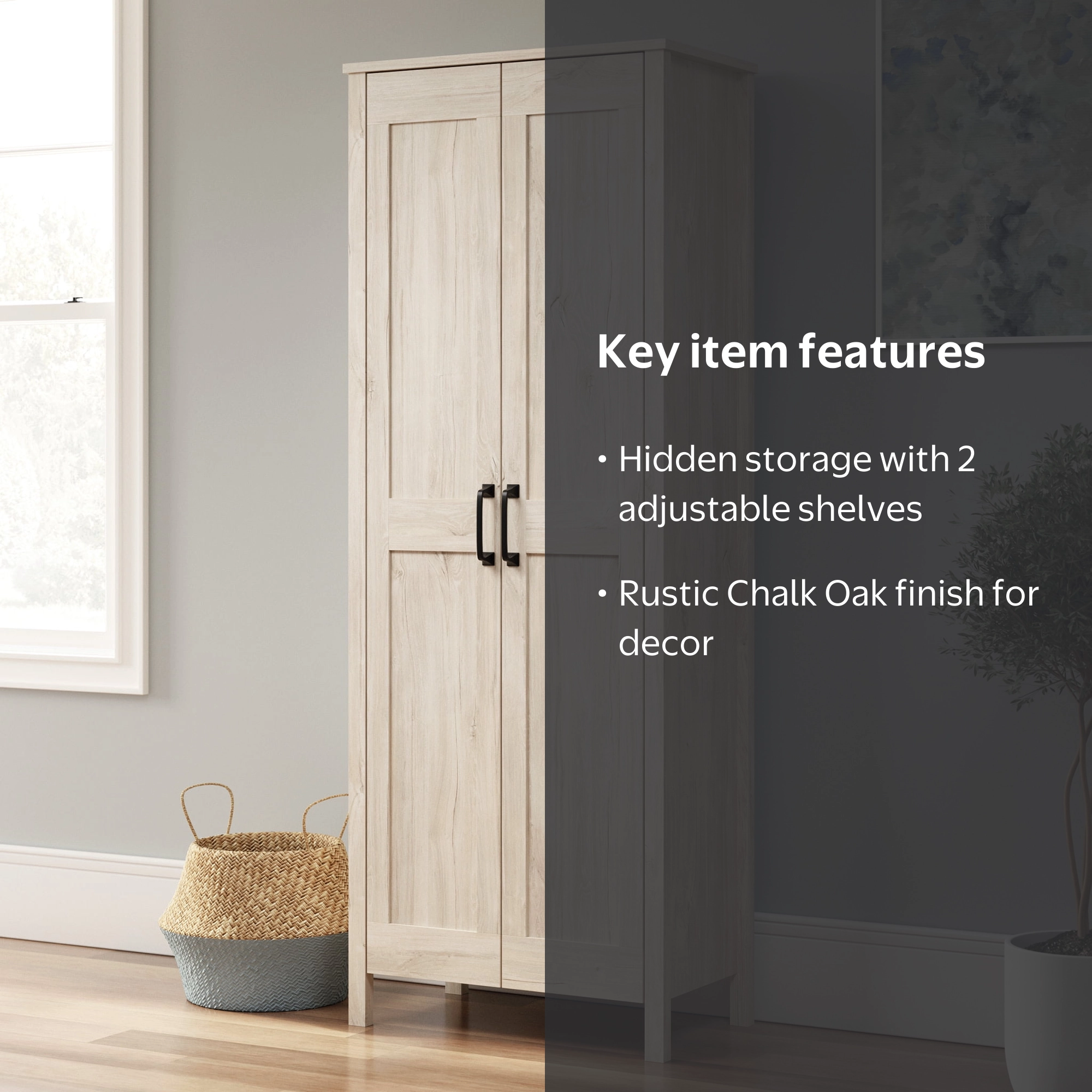 Sauder, Two-Door Storage Cabinet, RRK150, Chalk Oak Finish