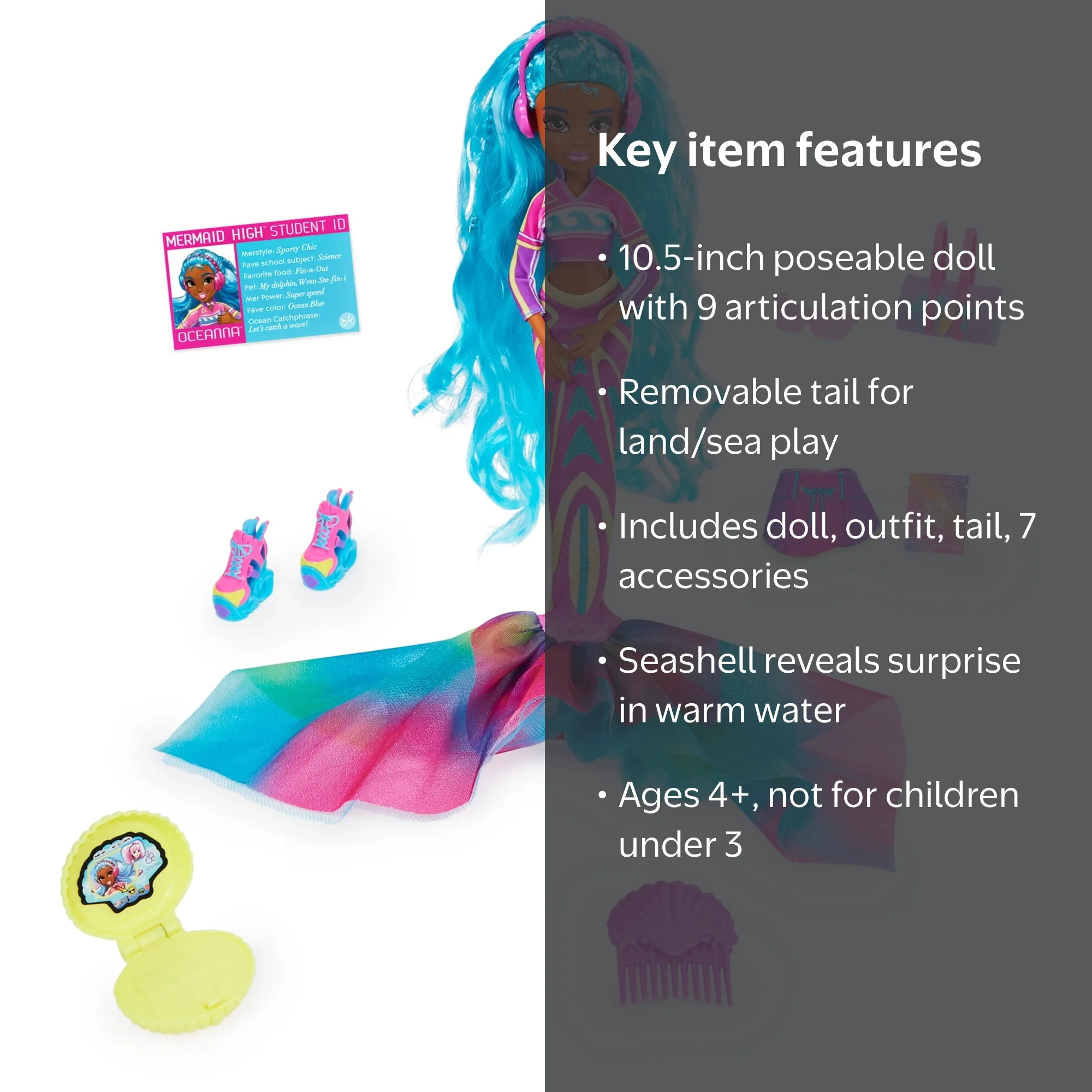 Mermaid High, Mermaid Doll, Oceanna, Removable Tail with