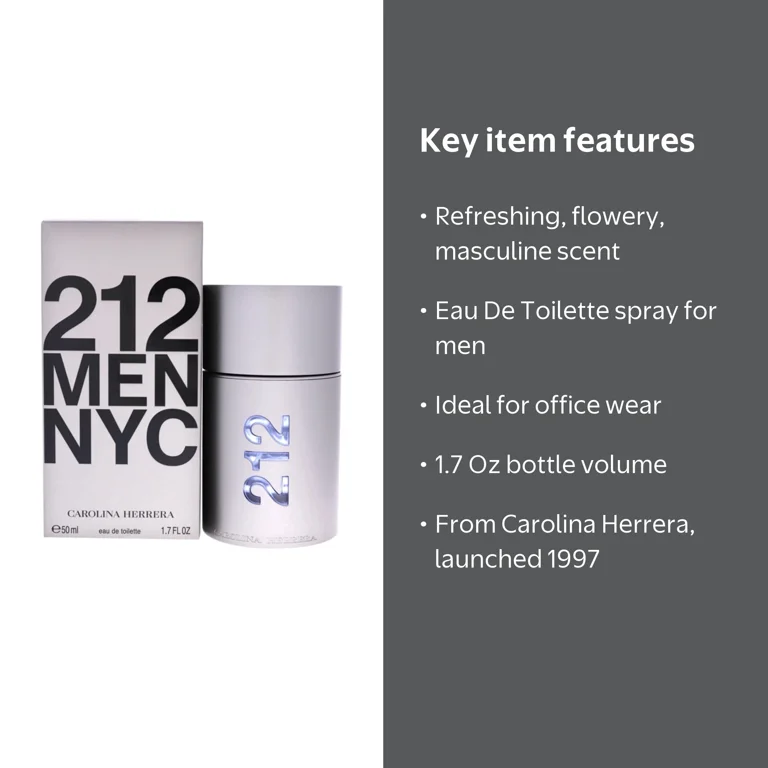 Carolina Herrera, 212 Men NYC Eau De Toilette Spray, 1.7 Oz
