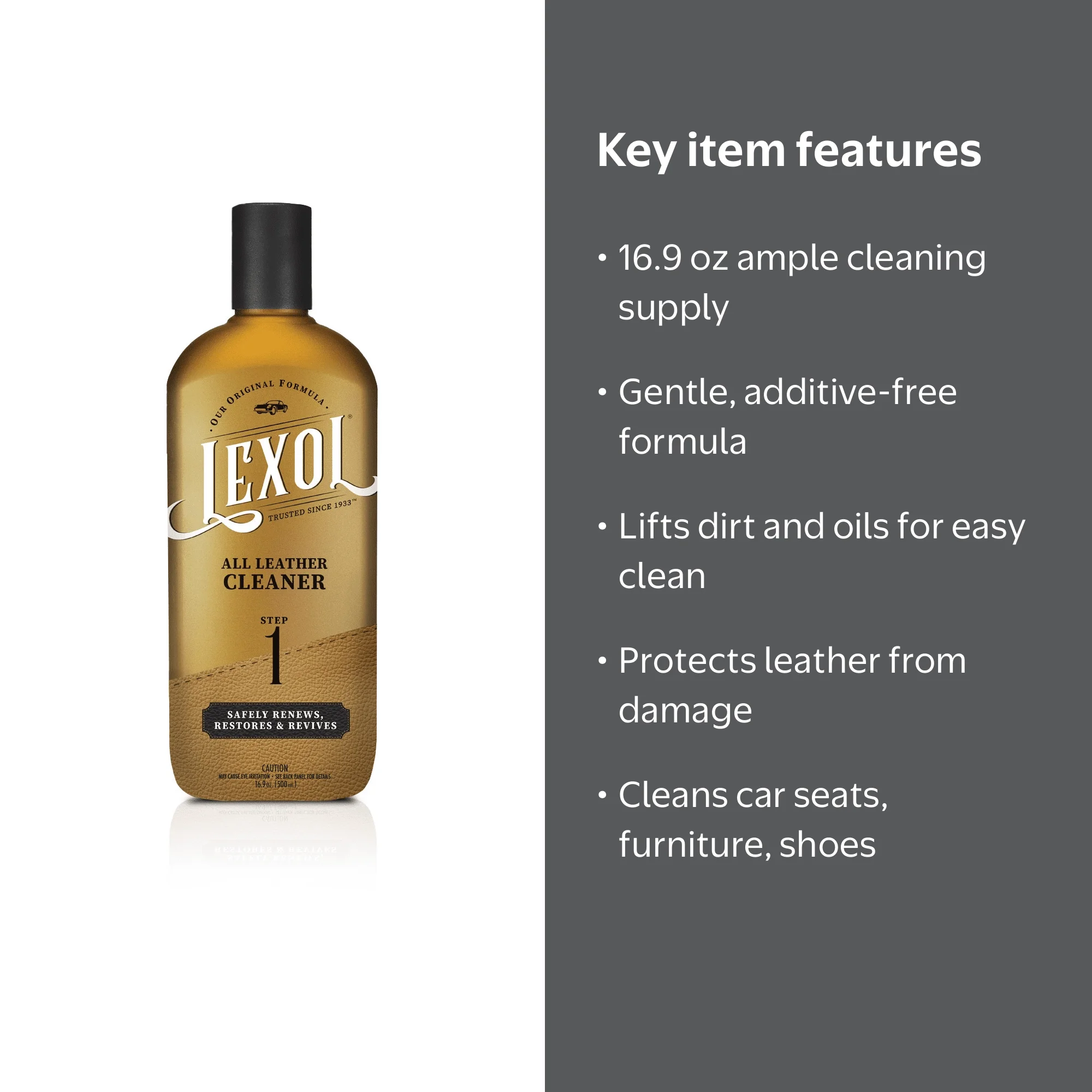 LEXOL All Leather Cleaner, 16.9 OZ, Damage-Resistant Leather