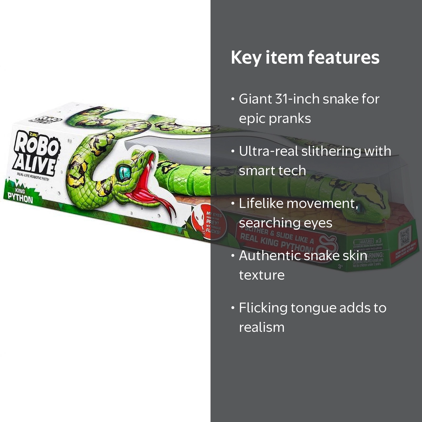 ZURU, Robo Alive King Python Robotic Pet Figure, 31 inches, Green