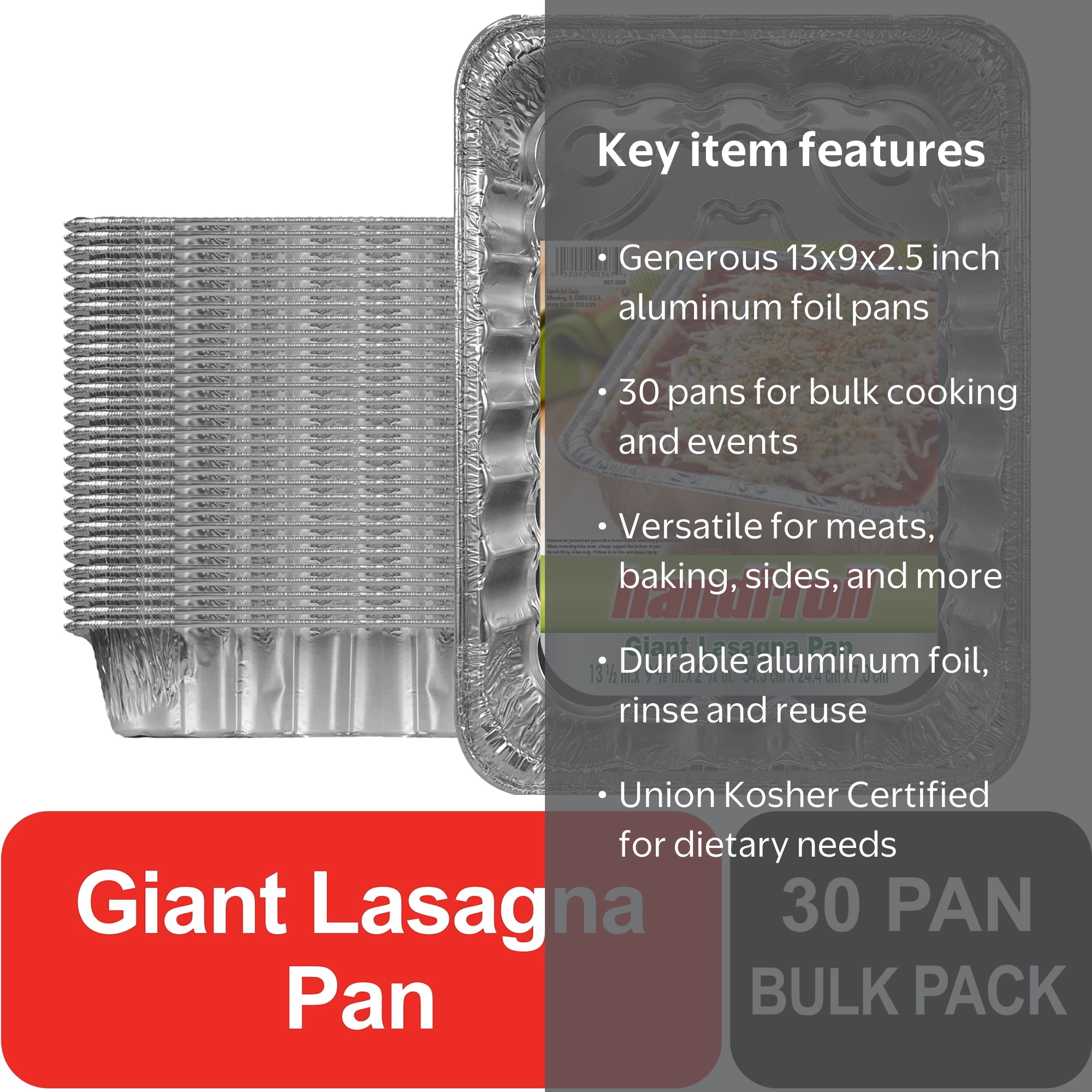 Handi-Foil Disposable Giant Lasagna Deep Dish Oven Safe Cooking