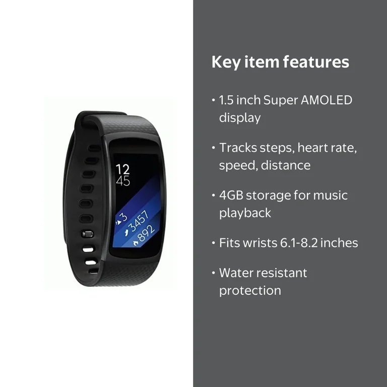 SAMSUNG Gear Fit2 Black - Large - SM-R3600DAAXAR - Walmart.com