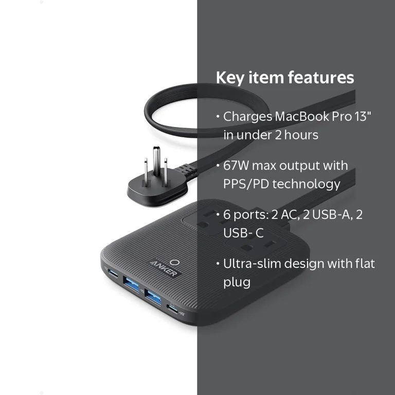 Anker Nano Charging Station, 6-in-1 USB-C Power Strip - Walmart.com