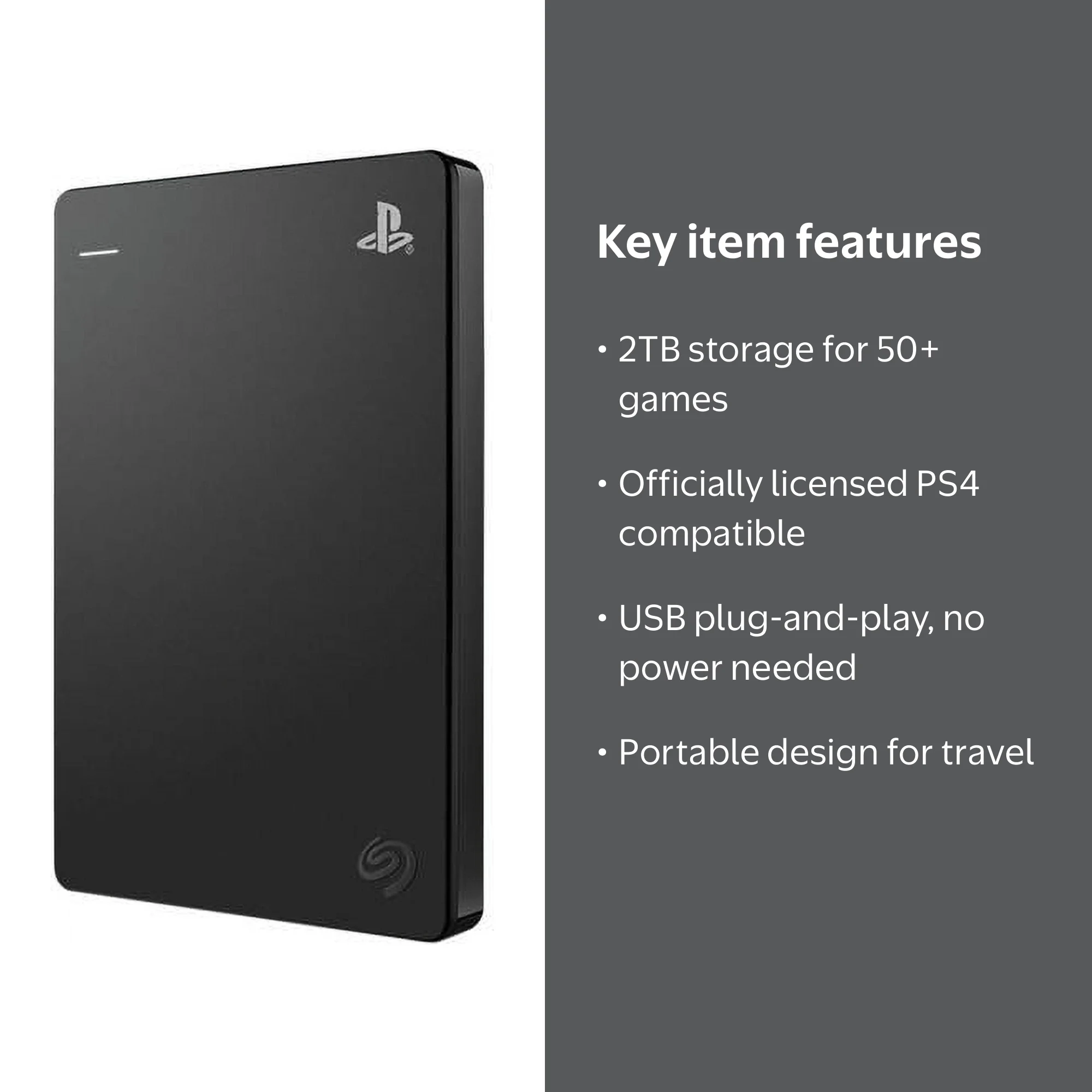 Seagate 2TB PS4 Game Drive - Portable USB 3.0 HDD, Officially