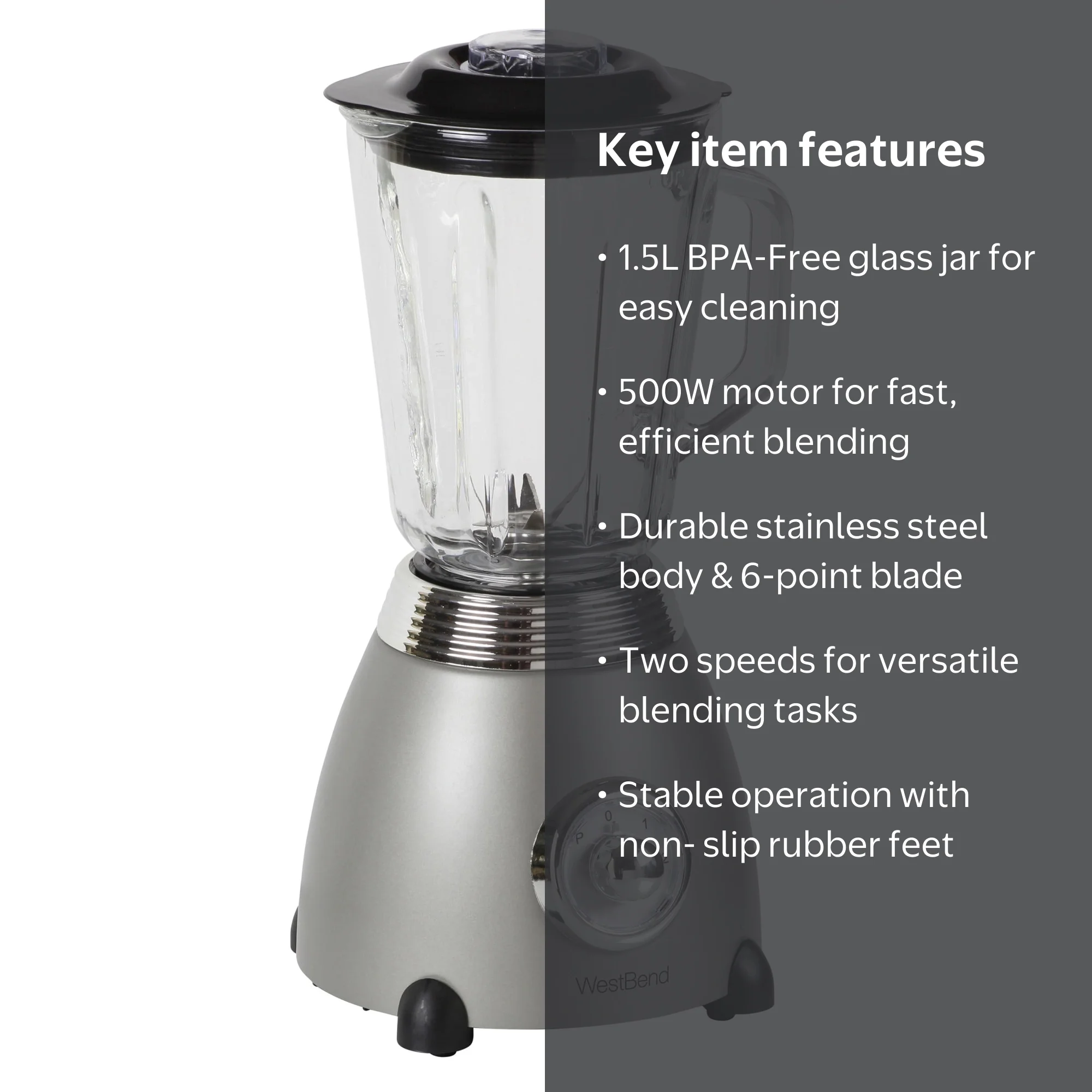 West Bend Multi-Speed Retro Style Blender, Stainless Steel Body