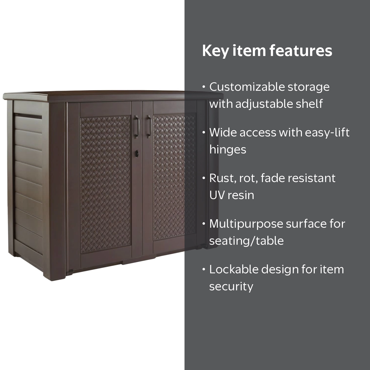 Rubbermaid, Patio Chic Cabinet, RRK150, Lockable, UV-resistant