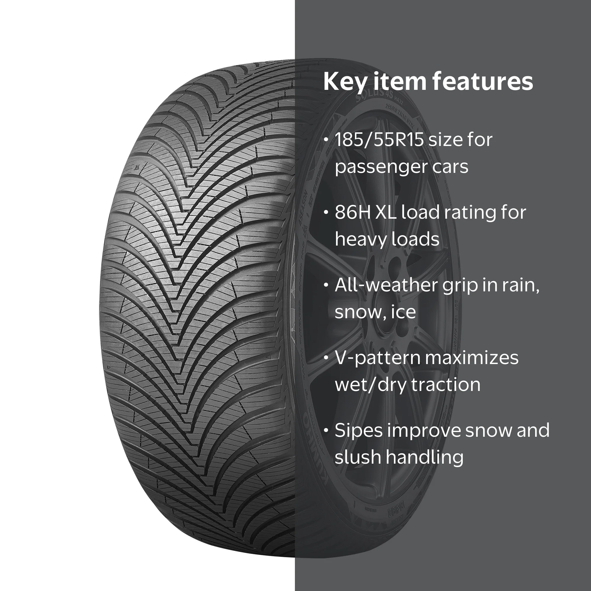 Kumho Tire, Solus HA32 185/55R15 86H XL All Weather Passenger Tire