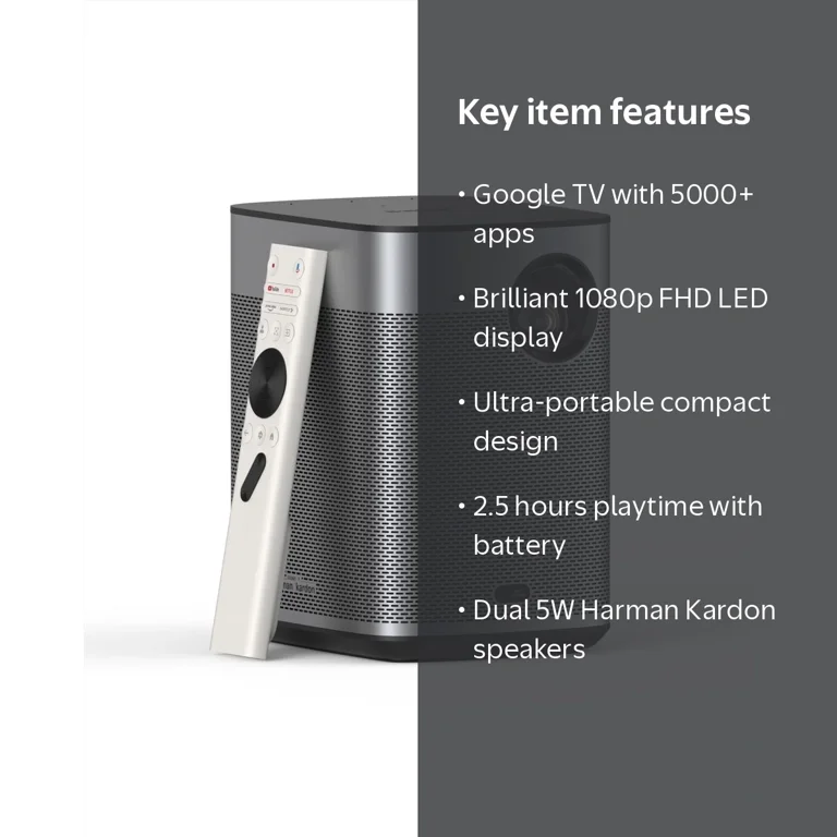 XGIMI, Portable Projector, Halo+ GTV, 700 ISO Lumens, Google TV