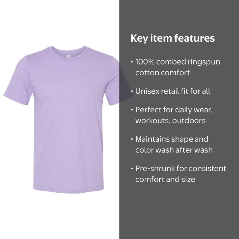 BELLA + CANVAS Unisex Jersey Tee 3001 - Dark Lavender Size XS