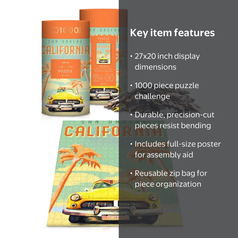 California Pink Sky Puzzle 1000 Piece Cylinder Puzzle Tube Gift