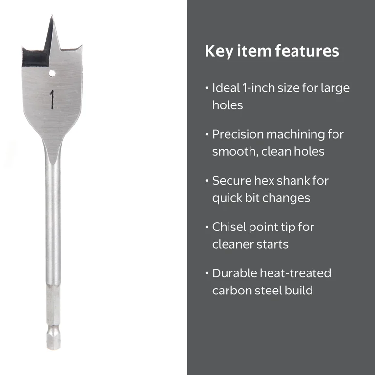 Hyper Tough 1 inch Hex Shank Spade Drill Bit, Steel, AU05020K