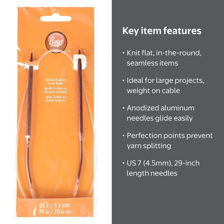 Boye Circular Needles 29 in Anodized Aluminum Size 7 orange