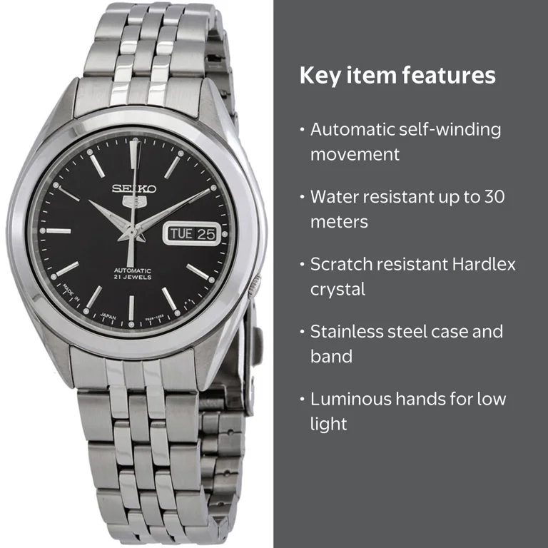NWT Seiko 5 Black Dial Stainless Steel Men\'s Watch SRPK89 Seiko 5 Sports SNXS Series Mens Watch - Stainless  main image 2