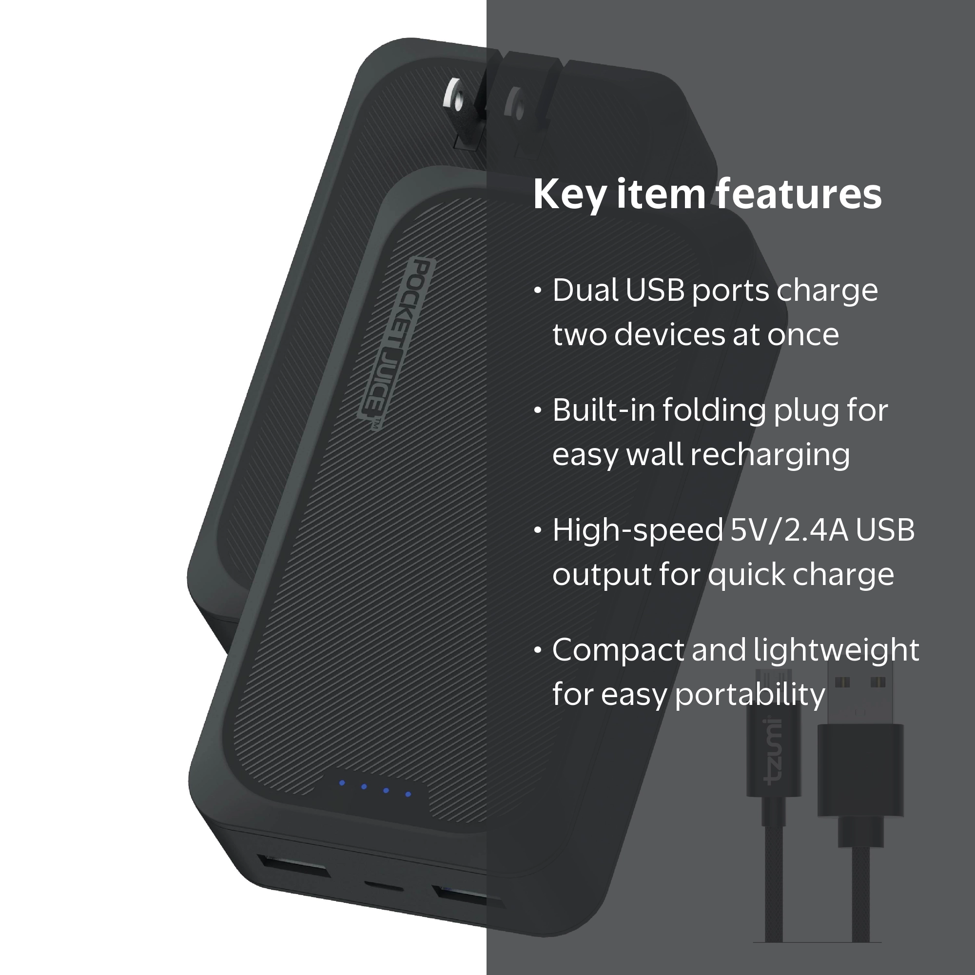 Pocket Juice Endurance AC 10,000mAh, Portable Power Bank Charger