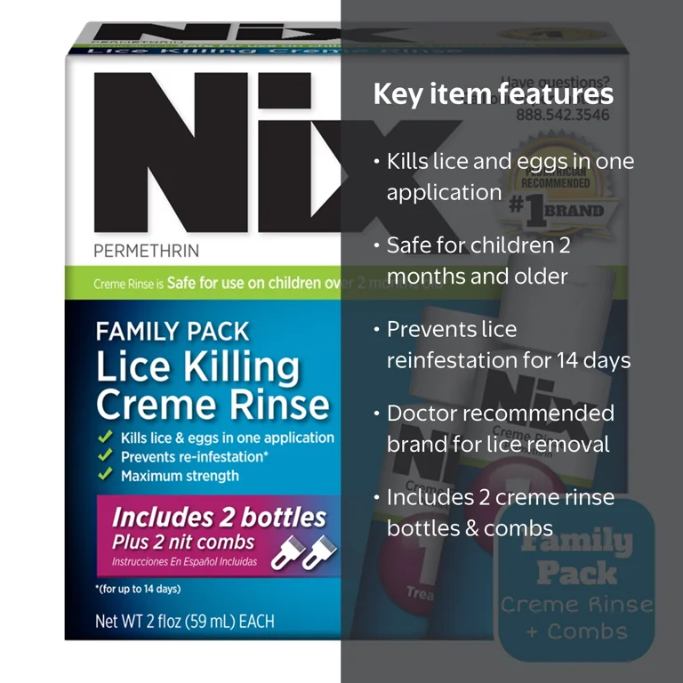 Nix Lice Killing Creme Rinse Family Pack, 2 Bottles x 2 fl oz each