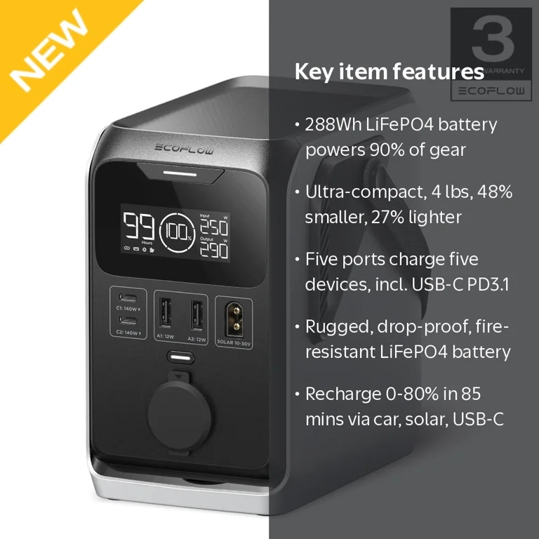 EF EcoFlow Trail 300 DC Portable Power Station, 288Wh LiFePO4