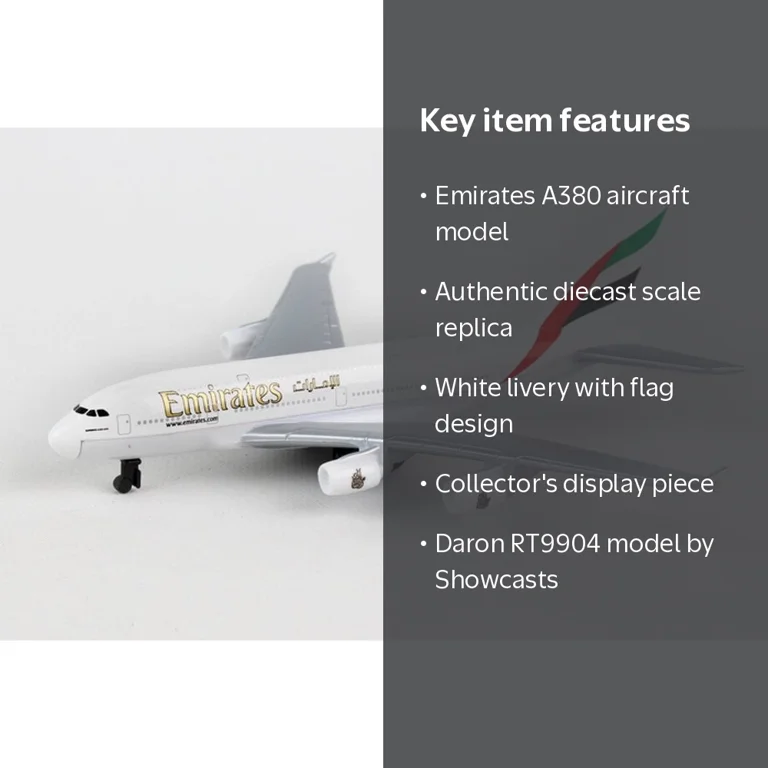 Showcasts, Emirates A380 Single Plane Diecast Model, White