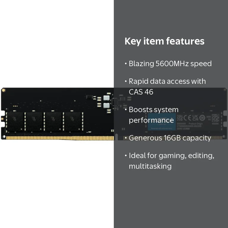 Crucial, DDR5 Desktop Memory, 16GB 5600MHz CT16G56C46U5 - Walmart.com