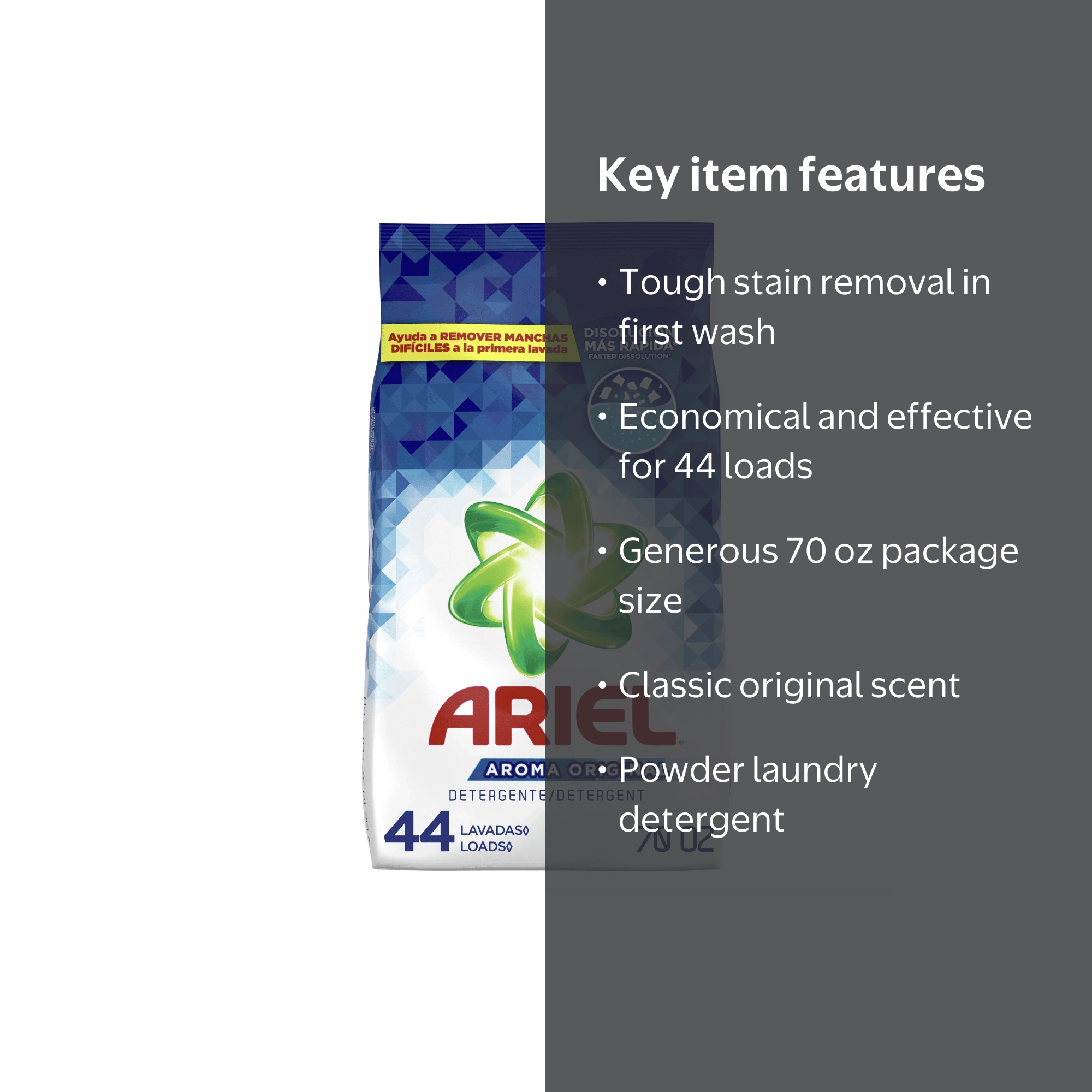 Ariel, Powder Laundry Detergent, 70 oz, Original Scent - Walmart.com