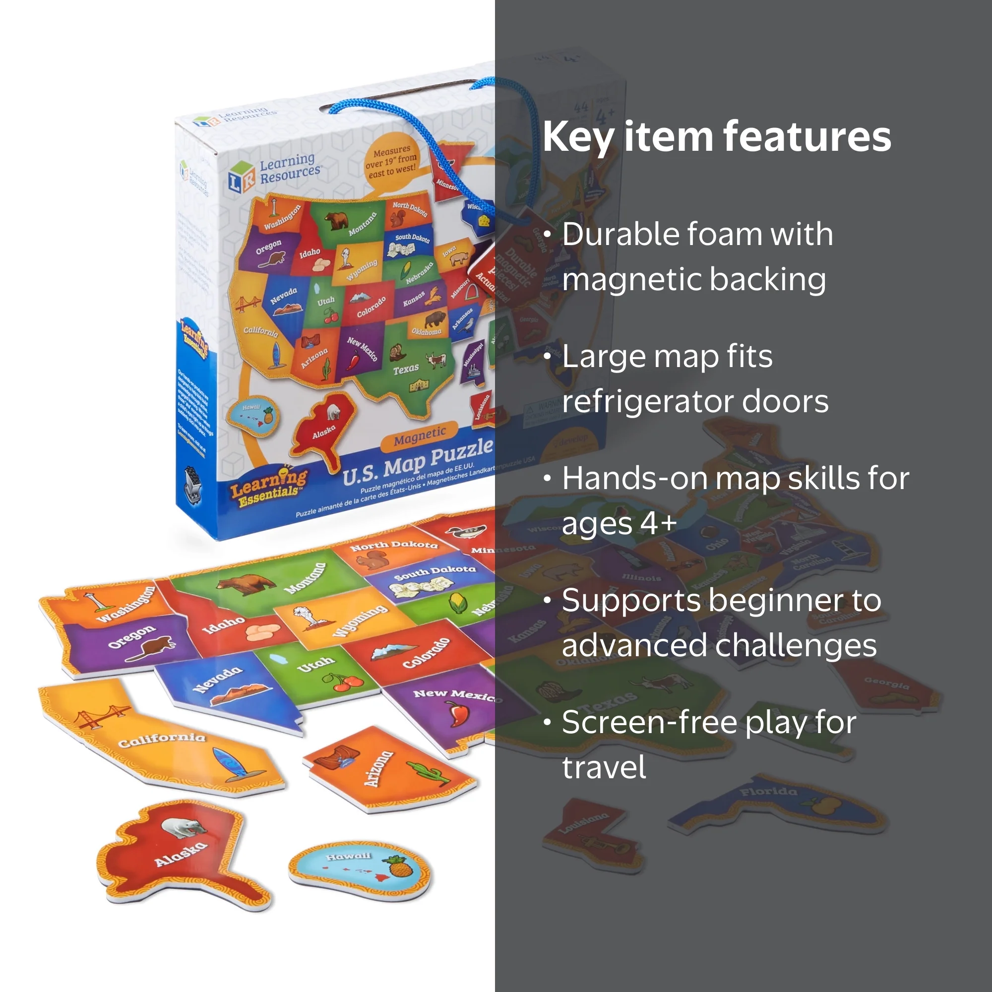 Learning Resources Magnetic U.S. Map Puzzle - Geography Matching