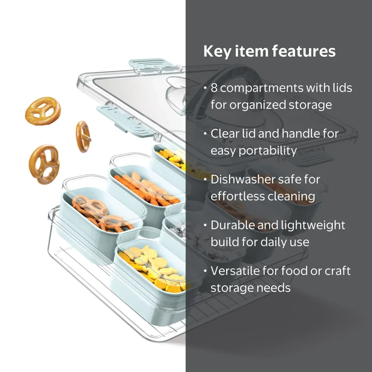 Cook With Color 8-Compartment Snackle Box Food Storage Carrier and