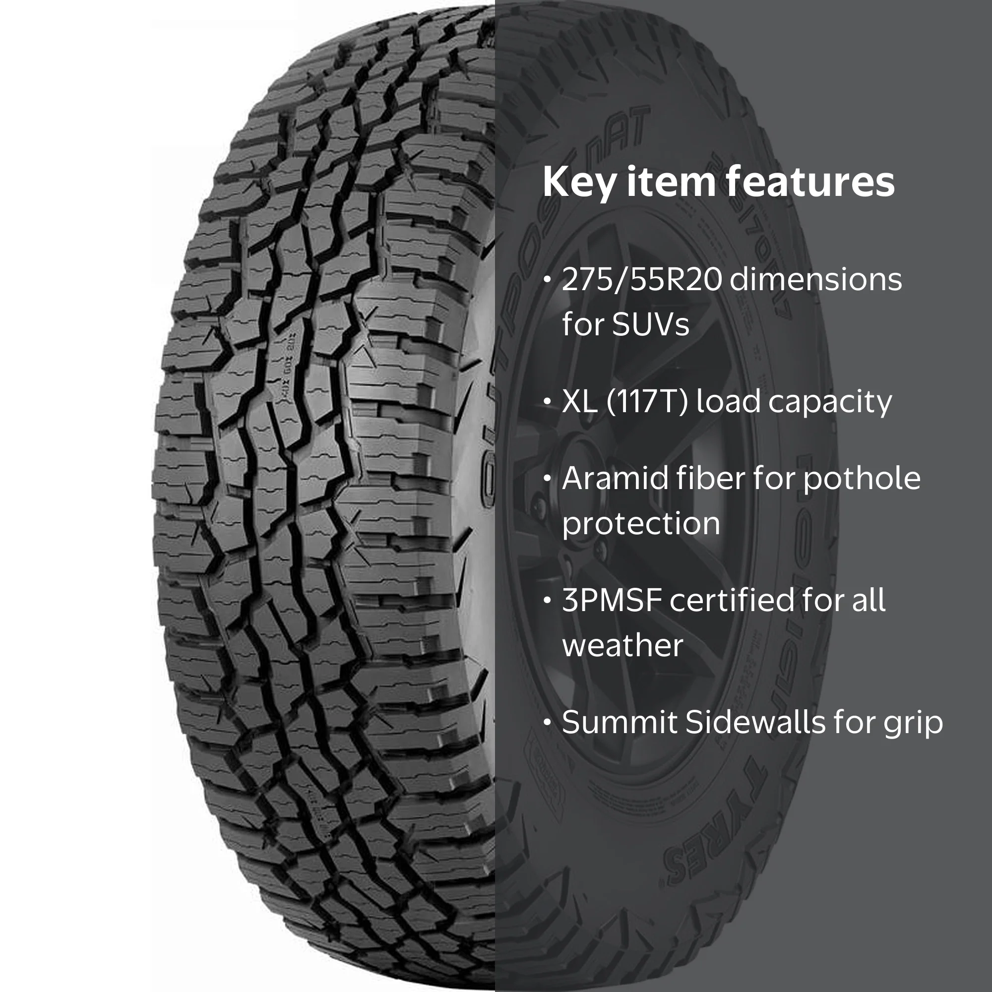 Nokian Outpost nAT All-Terrain Light Truck Tire, 275/55R20 117T XL