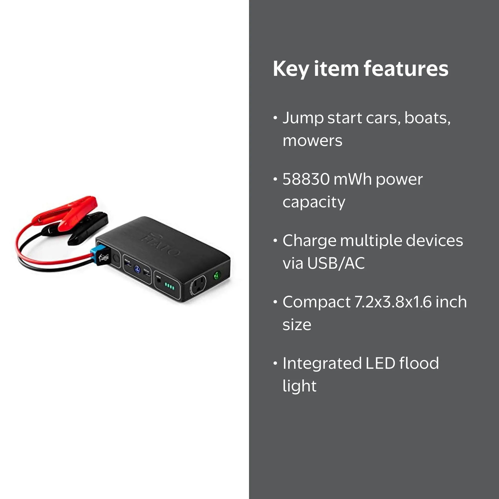 HALO Bolt Power Bank, 58830 mWh Laptop & Phone Charger, Car Jump