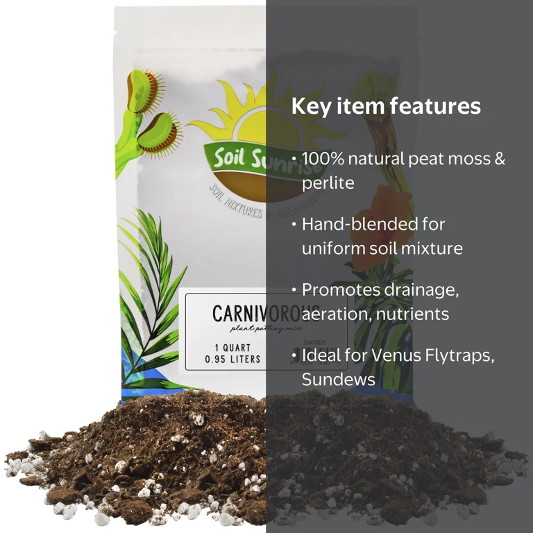 Soil Sunrise Carnivorous Plant Soil Mix, 1 Quart, Sphagnum Peat