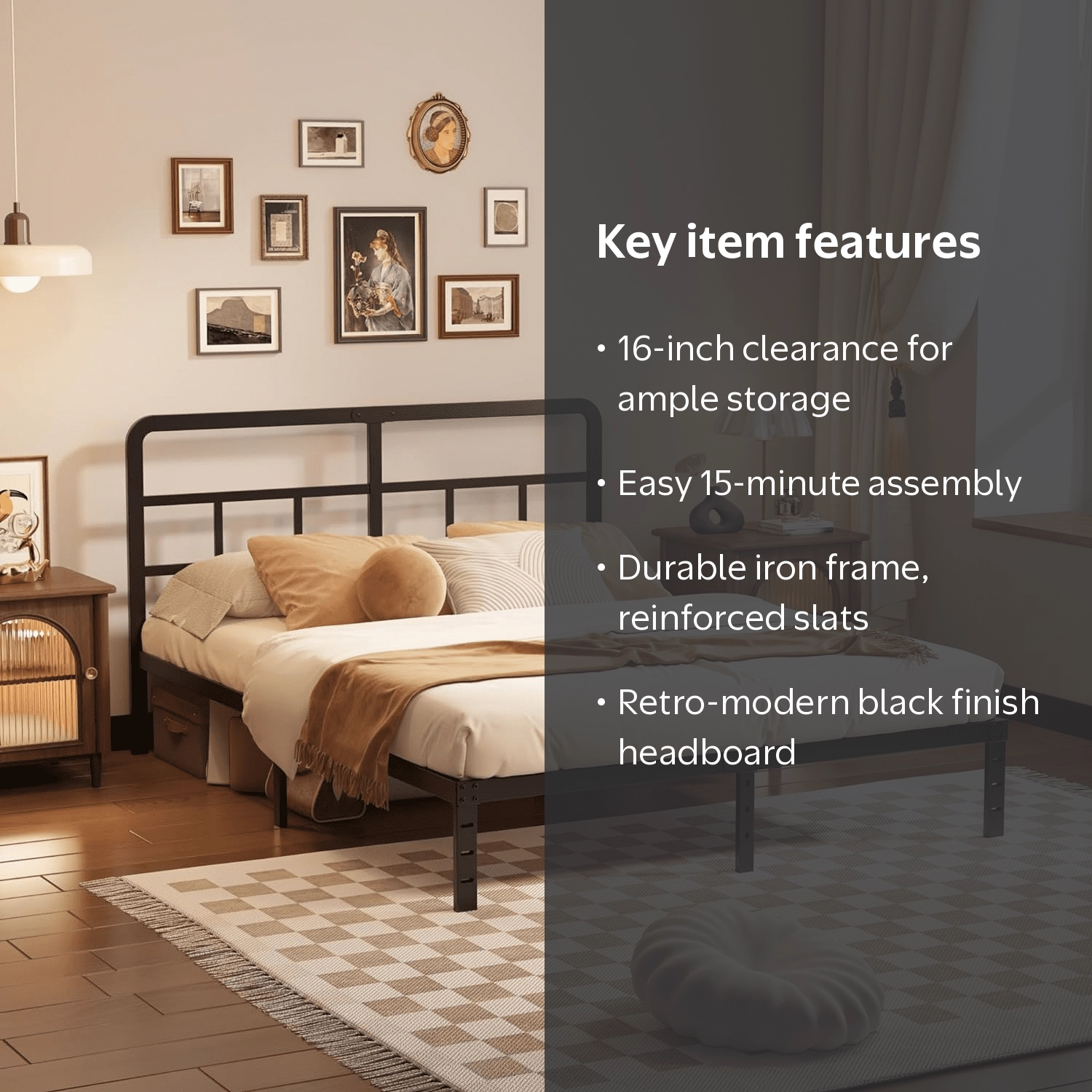 Maenizi, Full Size Bed Frame, 12 inch, No Box Spring Needed