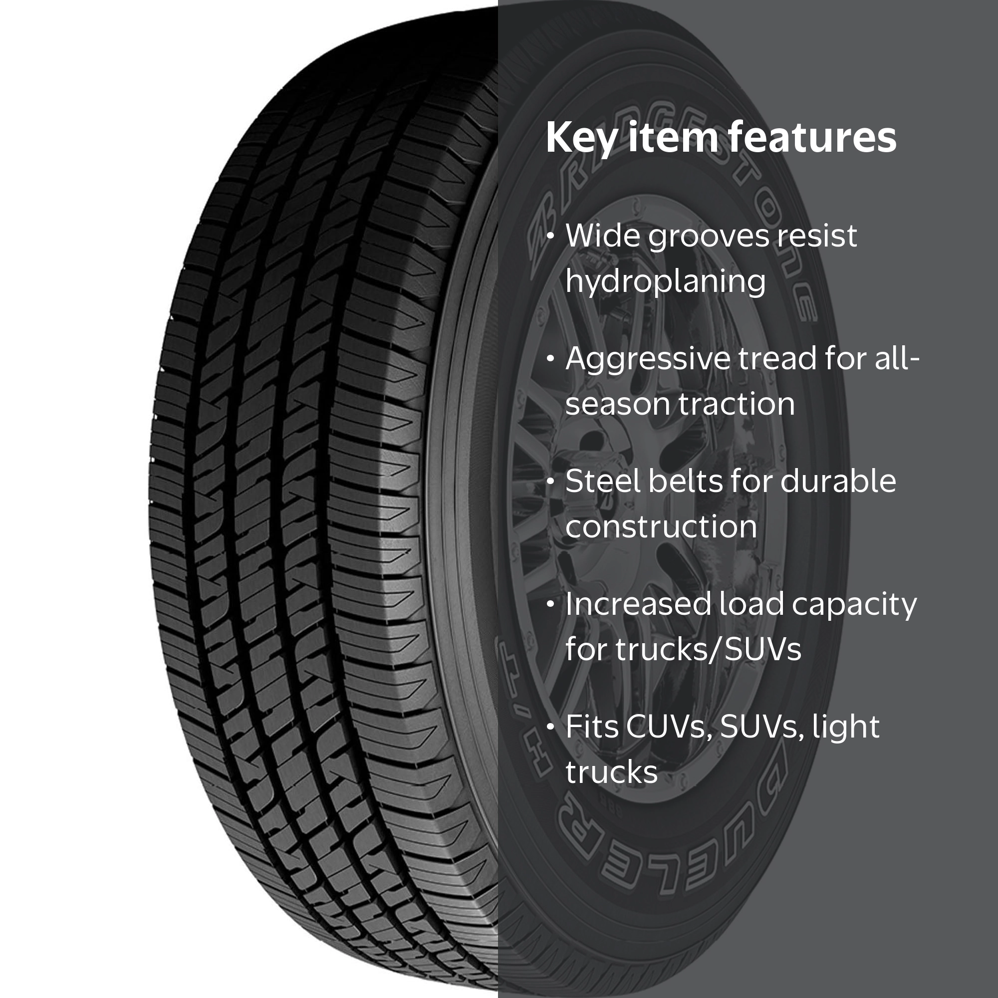 Bridgestone, Light Truck Tire, 255/70R18 113T, All Season