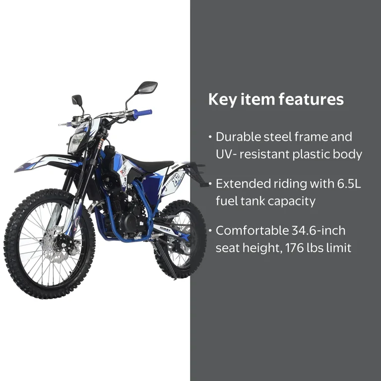 X-Pro Titan Dlx 250cc Dirt Bike, Manual Transmission, Kick/E-Start