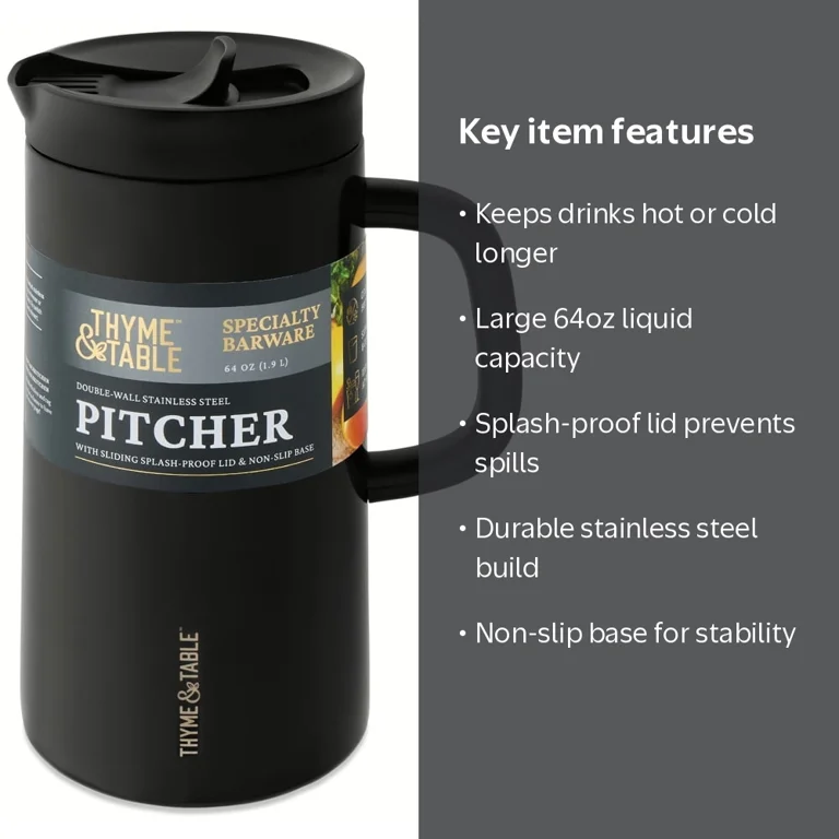 Free Shipping! Thyme & Table 64oz Double Wall Stainless Steel