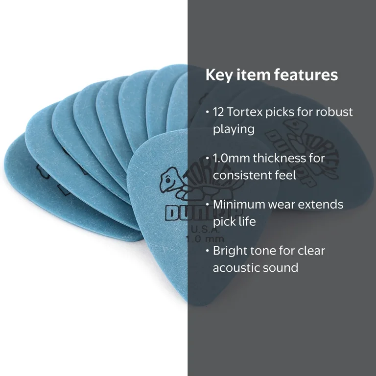 Dunlop Tortex Standard Guitar Picks - 12-Pack - 1.0mm - Blue